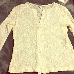 Jonden Lace Top long sleeve nylon size L cream